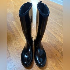 Kamik Shiny Black Knee-High Rain Boots